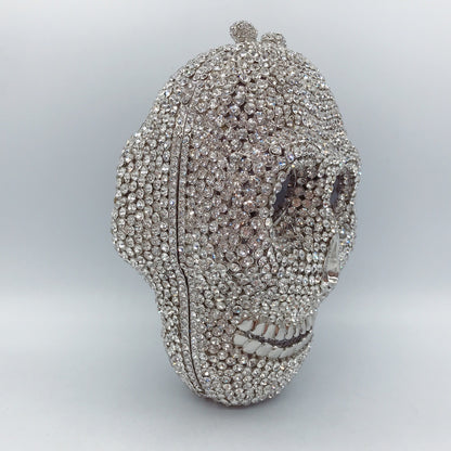 MRY · Diamond-encrusted skull dinner bag