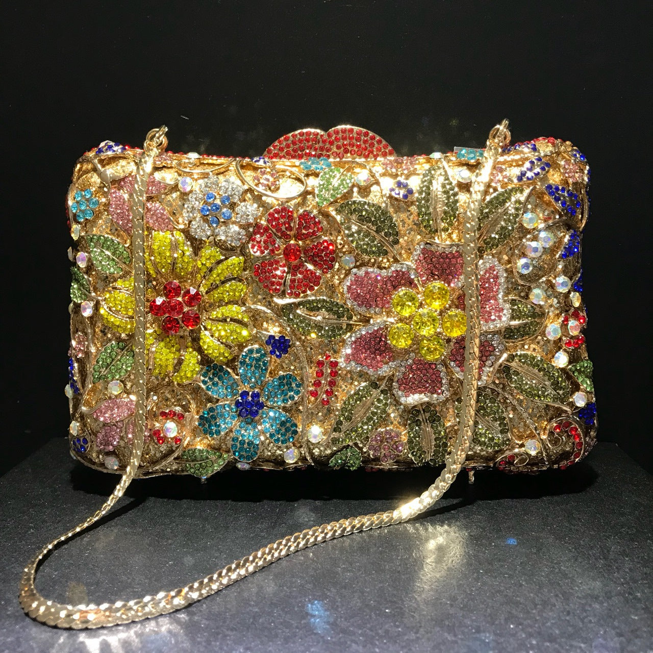 MRY · Floral and diamond-encrusted dinner bag