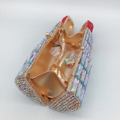 MRY · Lipstick and diamond dinner bag