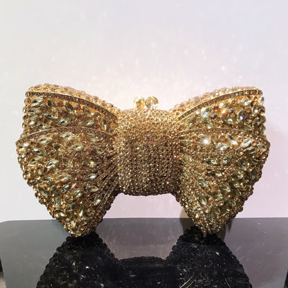 MRY · Diamond-encrusted bow dinner bag
