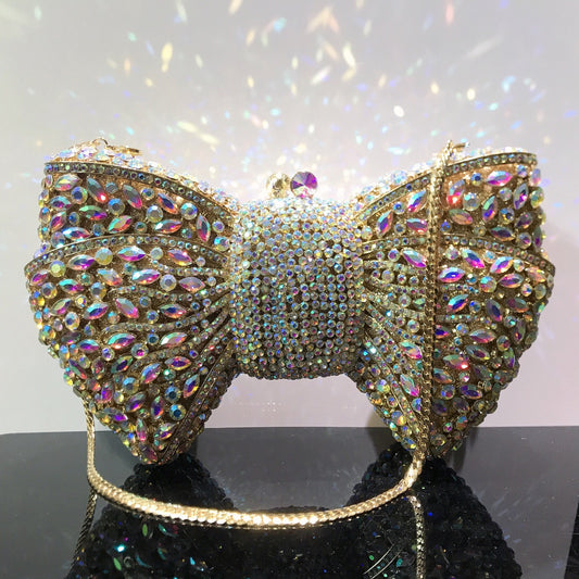 MRY · Diamond-encrusted bow dinner bag