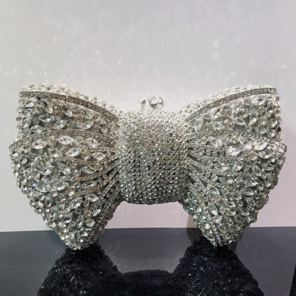 MRY · Diamond-encrusted bow dinner bag