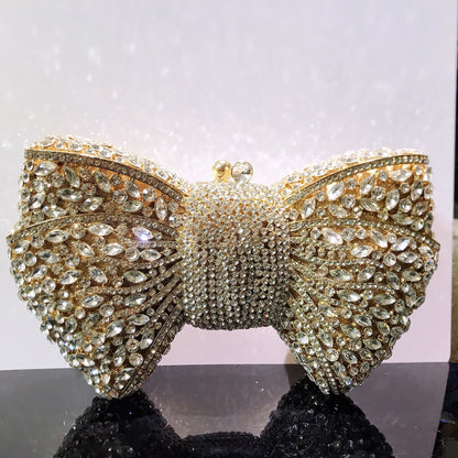 MRY · Diamond-encrusted bow dinner bag