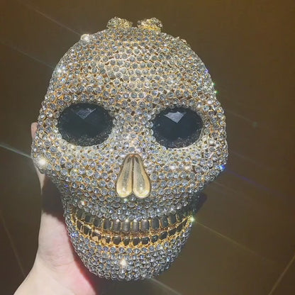 MRY · Diamond-encrusted skull dinner bag