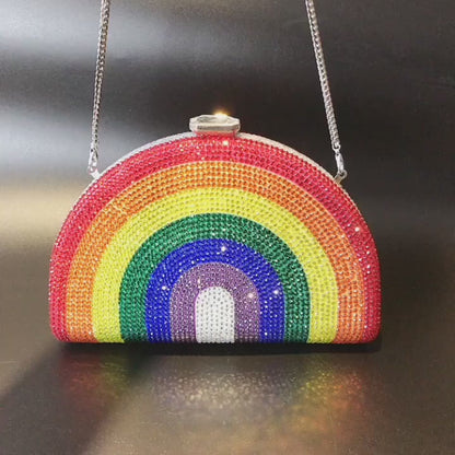 MRY · D-shaped rainbow-studded dinner bag